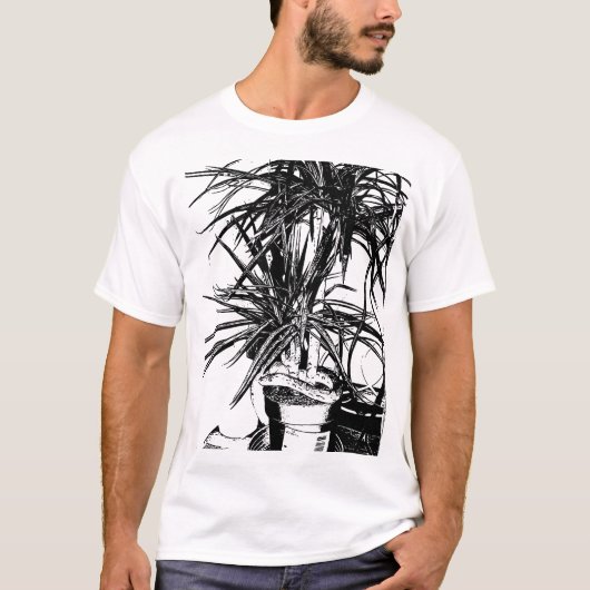 Slang in bloei - Black Line Art T-shirt (Voorkant)