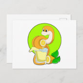 Slang met glas citroensap briefkaart (Voorkant / Achterkant)