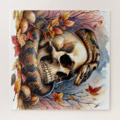 Slang met schedel herfst legpuzzel (Horizontaal)