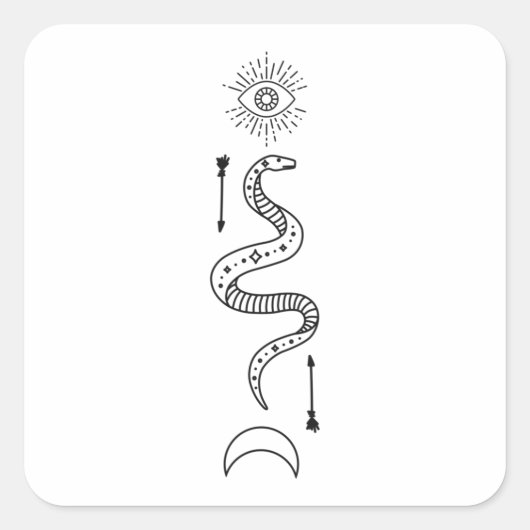 Slang Occultisme Symbool Gothic Wicca Vierkante Sticker (Voorkant)
