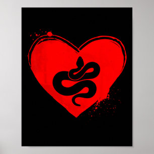 Slang Silhouet Hartvorm Valentijnsdag Slang Liefhe Poster