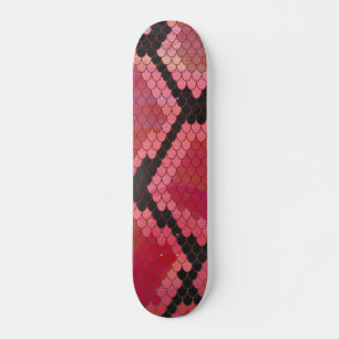 Slang Zwart en Rood Print Skateboard