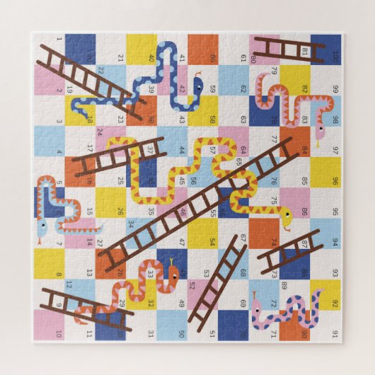 Slangen en ladders bordspel kinder legpuzzel (Horizontaal)