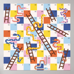 Slangen en ladders bordspel kinderen poster