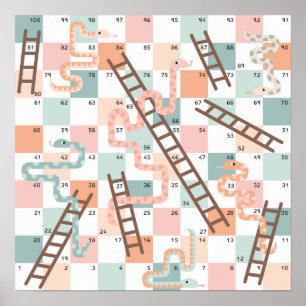 Slangen en ladders bordspel kinderen poster