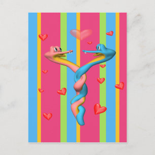 Slangen in liefde briefkaart