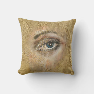 Slangenhuid Gooi Kussen Blauw Ogen Gouden Slangens