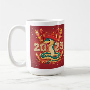 Slangenjaar 2025 houten slang koffiemok