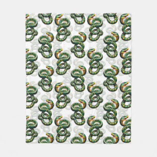 Slangenpatroonontwerp - Wit Fleece Deken