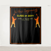 Slank Black Modern Tech Afstuderen Wandkleed (Voorkant)