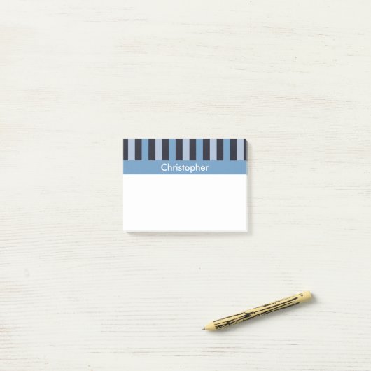 Slank blauw gestreept post-it® notes (Op bureau)