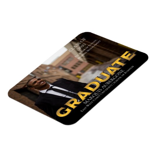 Slank College | Univ Photo Afstuderen Black | Goud Magneet (Linkerzijde)