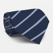 Slank donkerblauw gestreepte Stropdas (Opgerold)