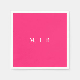 Slank, eenvoudig roze en witte monogram, cocktail servet