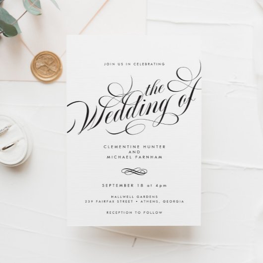 Slank Elegant Script Modern Bruiloft Kaart