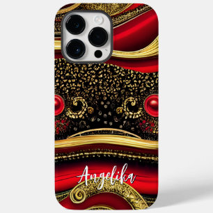Slank en geavanceerd: rood en goudAbstract Case-Mate iPhone 14 Pro Max Hoesje