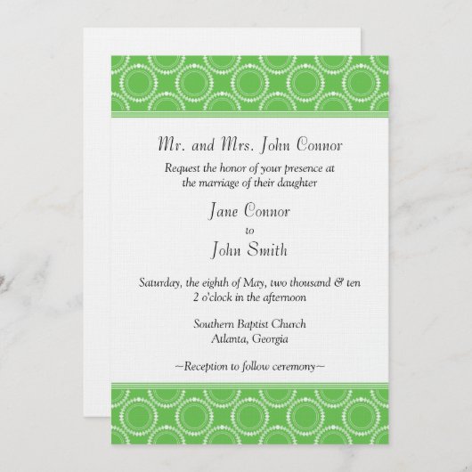 Slank en gepolijst bruiloft Invite, Kelly Green Kaart (Voorkant / Achterkant)