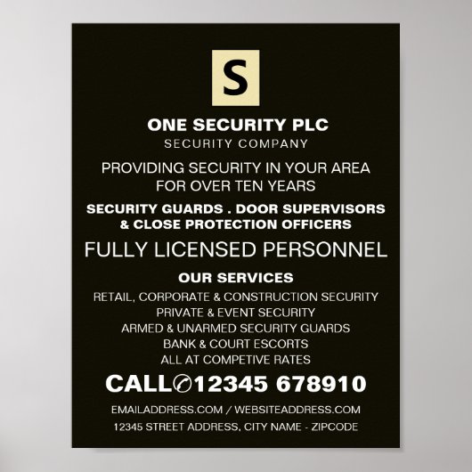 Slank en professioneel beveiligingspersoneel omker poster (Voorkant)