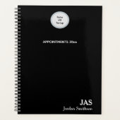 Slank gepersonaliseerd zwart afsprakenboek planner (Voorkant)