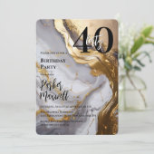 Slank Gold | White Marble Modern 40 verjaardagsfee Kaart (Staand voorkant)