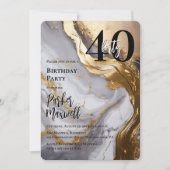 Slank Gold | White Marble Modern 40 verjaardagsfee Kaart (Voorkant)