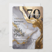 Slank Gold | White Marble Modern 70 verjaardagsfee Kaart (Voorkant)