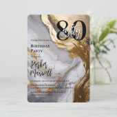Slank Gold | White Marble Modern 80 verjaardagsfee Kaart (Staand voorkant)