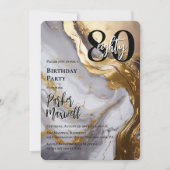 Slank Gold | White Marble Modern 80 verjaardagsfee Kaart (Voorkant)
