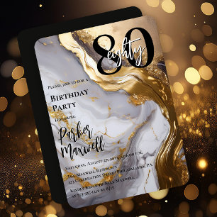 Slank Gold White Marble Modern 80 verjaardagsfee Kaart