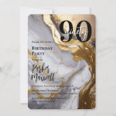 Slank Gold | White Marble Modern 90 verjaardagsfee Kaart (Voorkant)