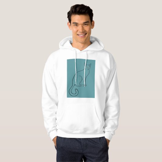 Slank kat schetsen hoodie (Voorkant volledig)