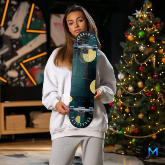 Slank minimalistisch Blauwgroen en gouden skateboa Skateboard