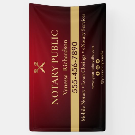 Slank Red & Gold Notary Zakelijk Marketing Event Spandoek (Verticaal)