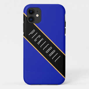 Slank Royal Blue Diagonal PICKLEBALL Stripes iPhone 11 Hoesje