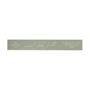 Slank Sage Green Save the Date Retouradres