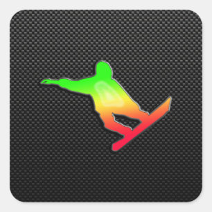Slank snowboarden vierkante sticker