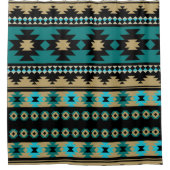 Slank standaard tribaal Aztec Blue en Black Douchegordijn (Voorkant)