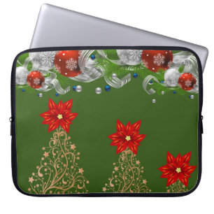 Slank voor Kerstmis met neopreen, 15 inch, Poinset Laptop Sleeve