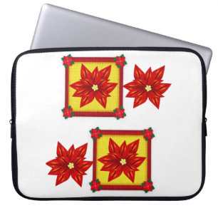 Slank voor Kerstmis met neopreen, 15 inch, Poinset Laptop Sleeve