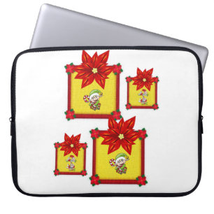 Slank voor Kerstmis met neopreen, 15 inch, Poinset Laptop Sleeve