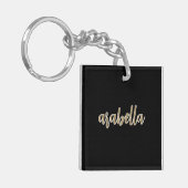 Slank zwart ontwerp met Gold Script Sleutelhanger (Voorkant Links)