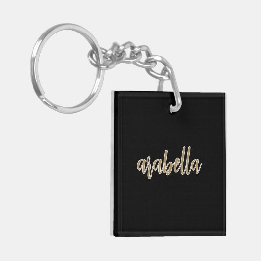 Slank zwart ontwerp met Gold Script Sleutelhanger (Voorkant Links)