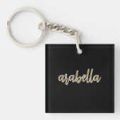 Slank zwart ontwerp met Gold Script Sleutelhanger (Voorkant)