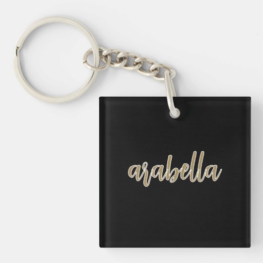 Slank zwart ontwerp met Gold Script Sleutelhanger (Voorkant)