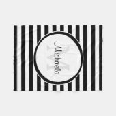 Slank zwart wit, bruisend strepes, monogramnaam fleece deken (Voorkant (Horizontaal))