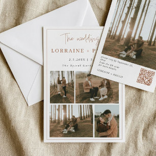 Slanke 5-foto speciale momenten QR Code Wedding Kaart