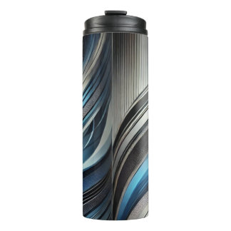Slanke Abstracte Blue & Silver Thermal Tumbler Hoe Thermosbeker
