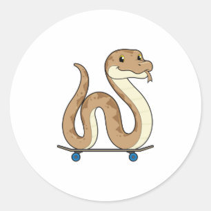 Slanke als Skater met Skateboard Ronde Sticker