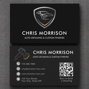 Slanke auto detailing Shield QR Code Professional Visitekaartje