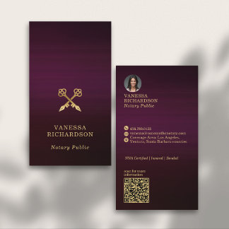 Slanke Bourgogne Gold Crossed Pen QR Code Notaris Visitekaartje